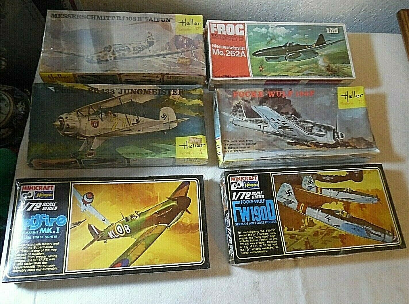 Lot/6 Vintage Still Sealed In The Box 1/72 Scale Model Military Airplane Kits
