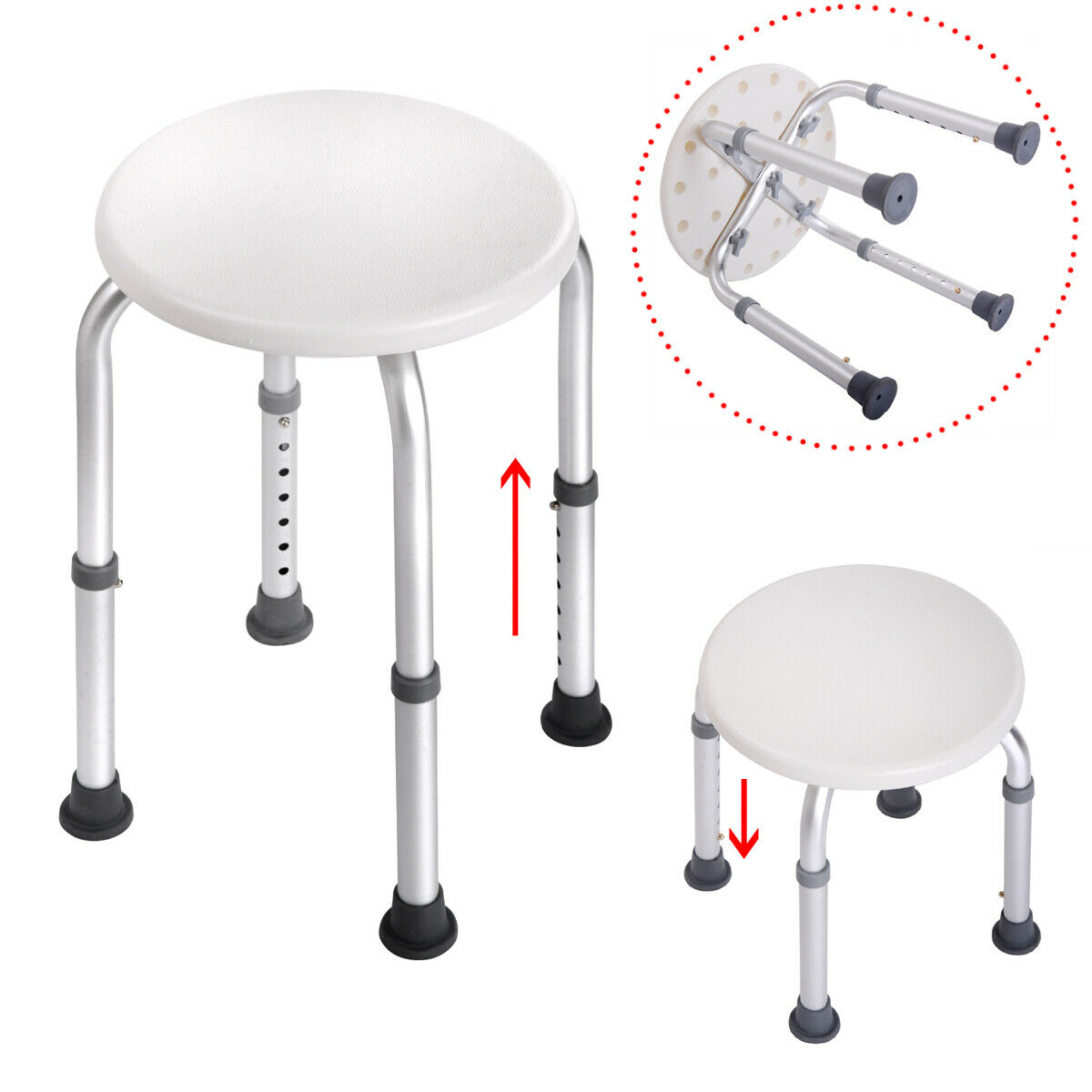 Bath Shower Chair Adjustable Medical 6 Height Bench Bathtub Stool Seat White New
